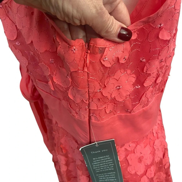 Coldwater Creek Pink Lace Overlay Dress Size 14 Lined Tie Waist Party Shower Fun - Picture 8 of 16